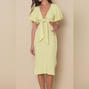 Lulu's Light green Midi Dress with Tie-Front